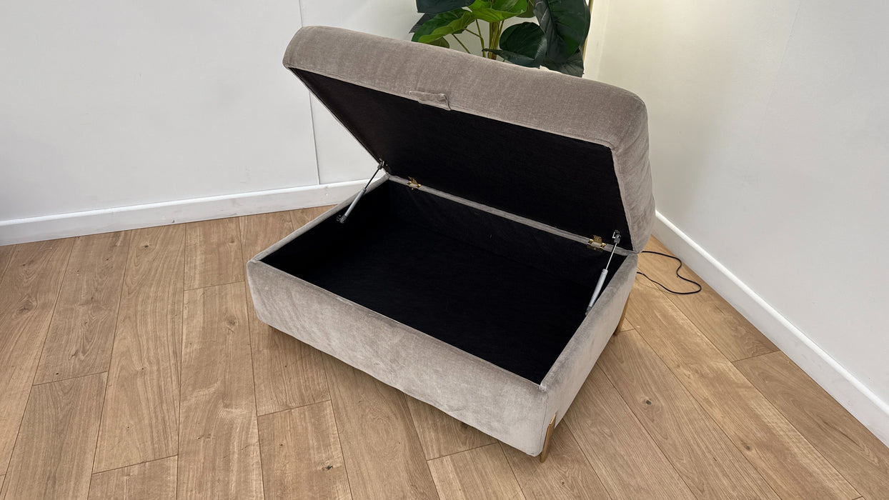 Sofology the Oscar Fabric Storage Footstool in Fine Textured Chenille Stone