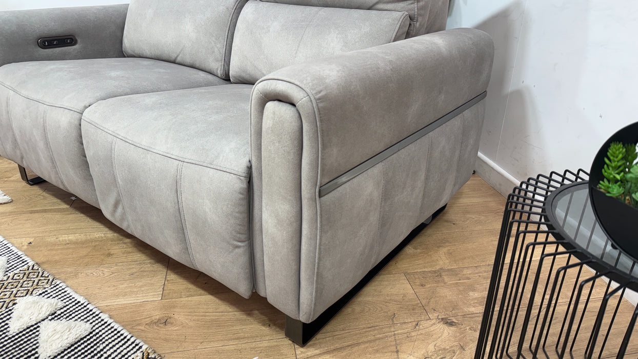 Sofology Ravello Fabric 2 Seater Power Recliner in Lifestyle Flecked Stone