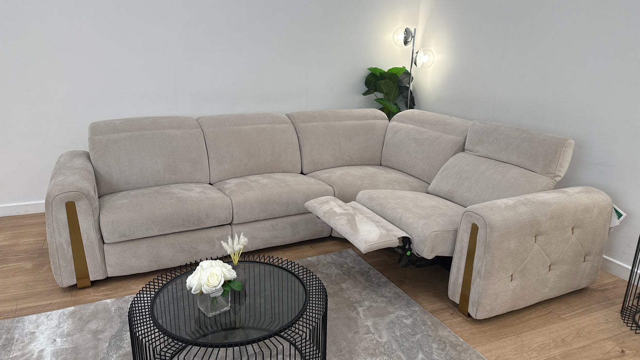 Sofology The Kingsbridge 3 Corner 1.5 Fabric Recliner Sofa in Relaxed Chenille Cotton