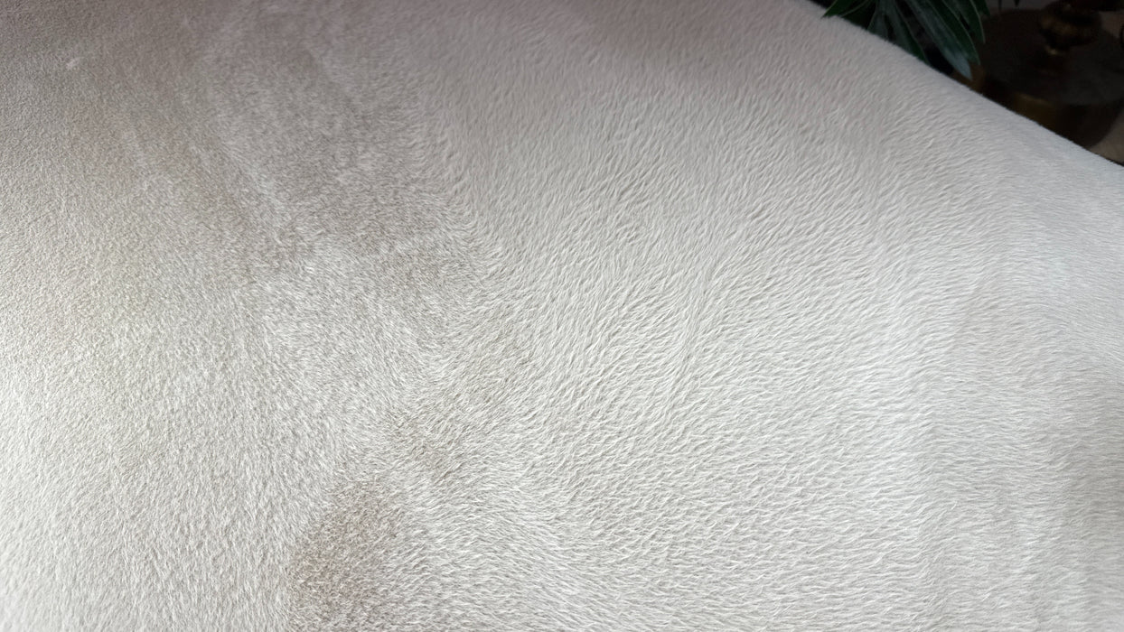 Sofology Sample Designer Footstool in Sample Soft Short Pile Faux Fur Natural Mix