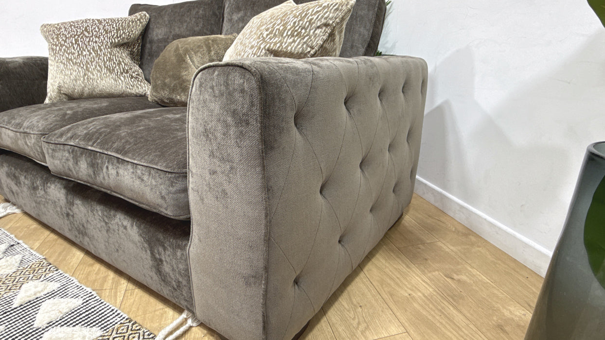 Sofology Valentina Fabric 2 Seater Full Back Foam/Fibre Seats in Luxury Deep Pile Chenille Mole Mix