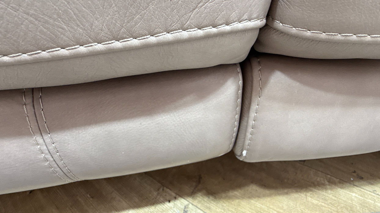 Sofology Illinois Leather 3 Seater Power Recliner/Headrest in Stone