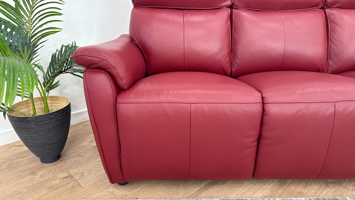 Sofology Parker Leather 3 Seater in Trusty Sheen Cranberry