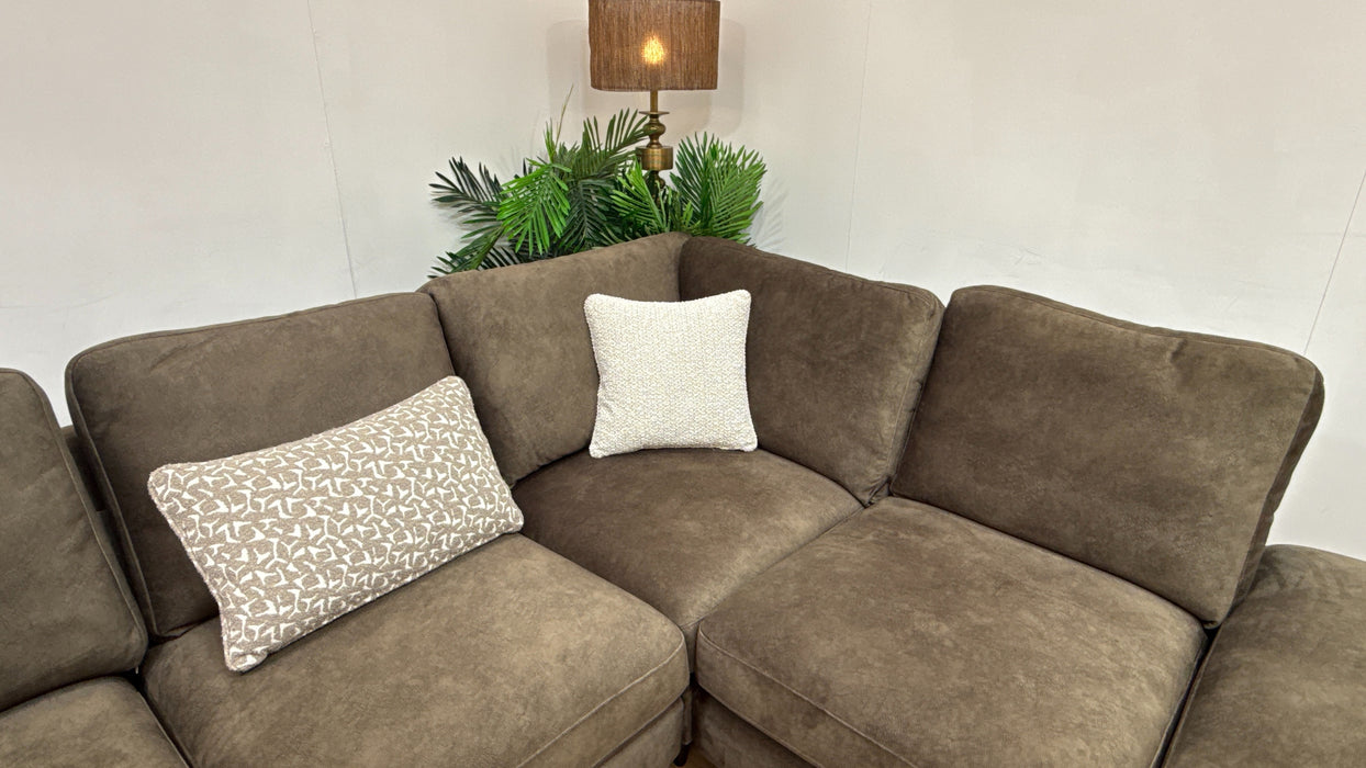 Sofology Hackney Fabric 2 Corner 1 Terminal Sprung Seats in Lifestyle Dapple Olive Green Mix