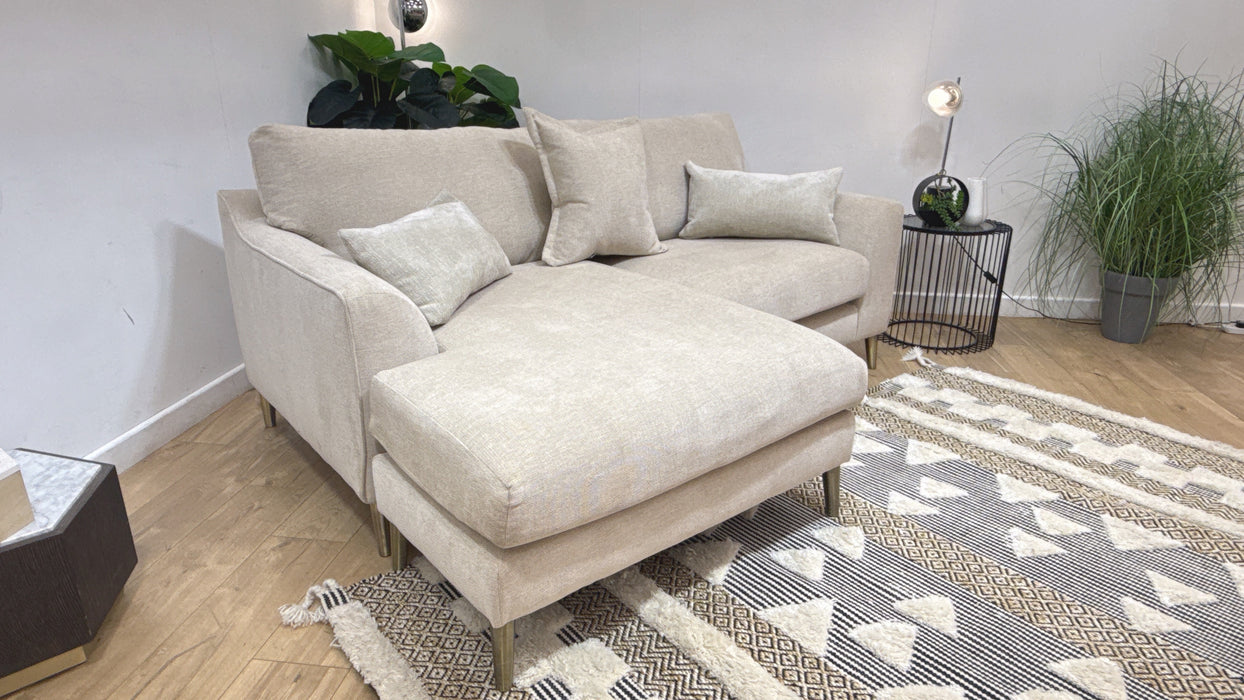 Sofology Mayfair Fabric Chaise 3 Seater Foam Seats in Linen Look Chenille Natural
