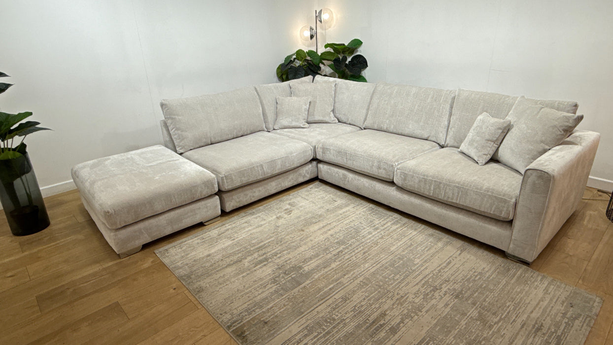 Sofology Majestica Fabric Chaise 1 Corner 3 in Luxe Chenille Oyster