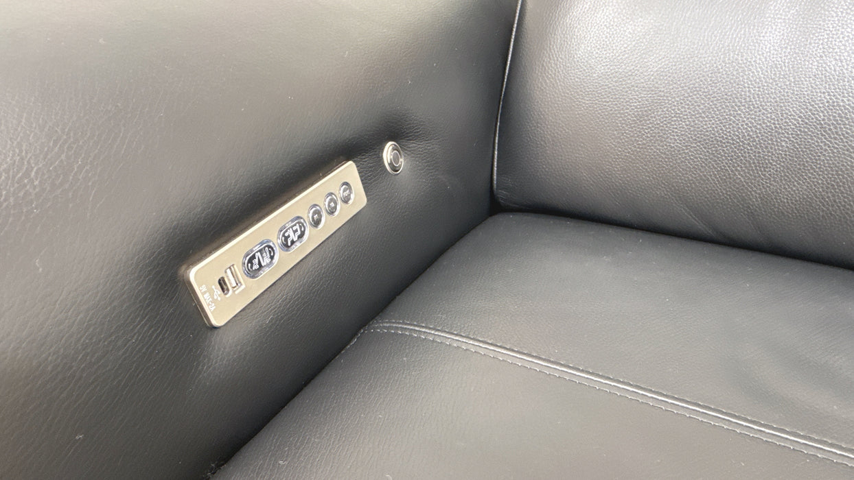 Sofology Plaza Leather 2.5 Seater Power Recliner/Headrest Heated Seats in Trusty Embossed Jet Black