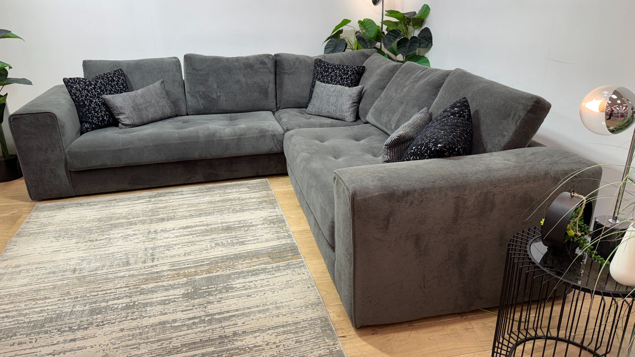 Sofology Ascot Fabric 3 Corner 3 Bench Seats in Soft Sherpa Slate Mix