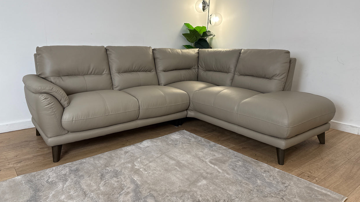 DFS Fargo Leather Corner Sofa in Taupe
