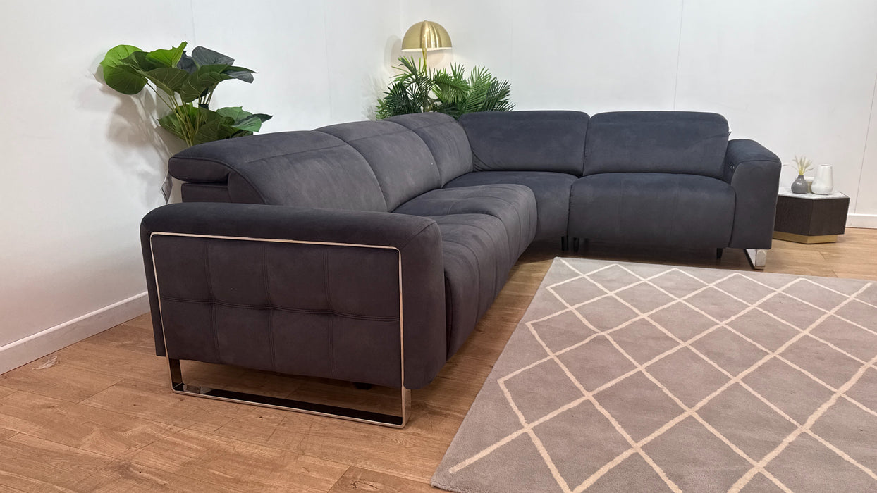Sofology Marvella Fabric 3 Corner 1.5 Power Recliner/Headrest in Lifestyle Flecked Anthracite