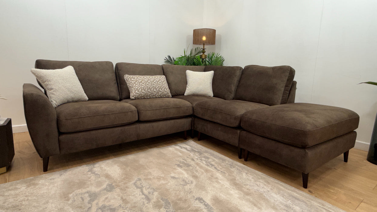 Sofology Hackney Fabric 2 Corner 1 Terminal Sprung Seats in Lifestyle Dapple Olive Green Mix