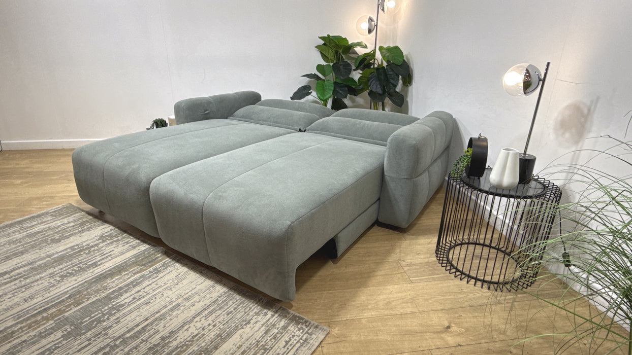 Sofology Sanctuary Fabric 3 Seater Double Power Chaise Motion Back in Soft-Sherpa Seafoam