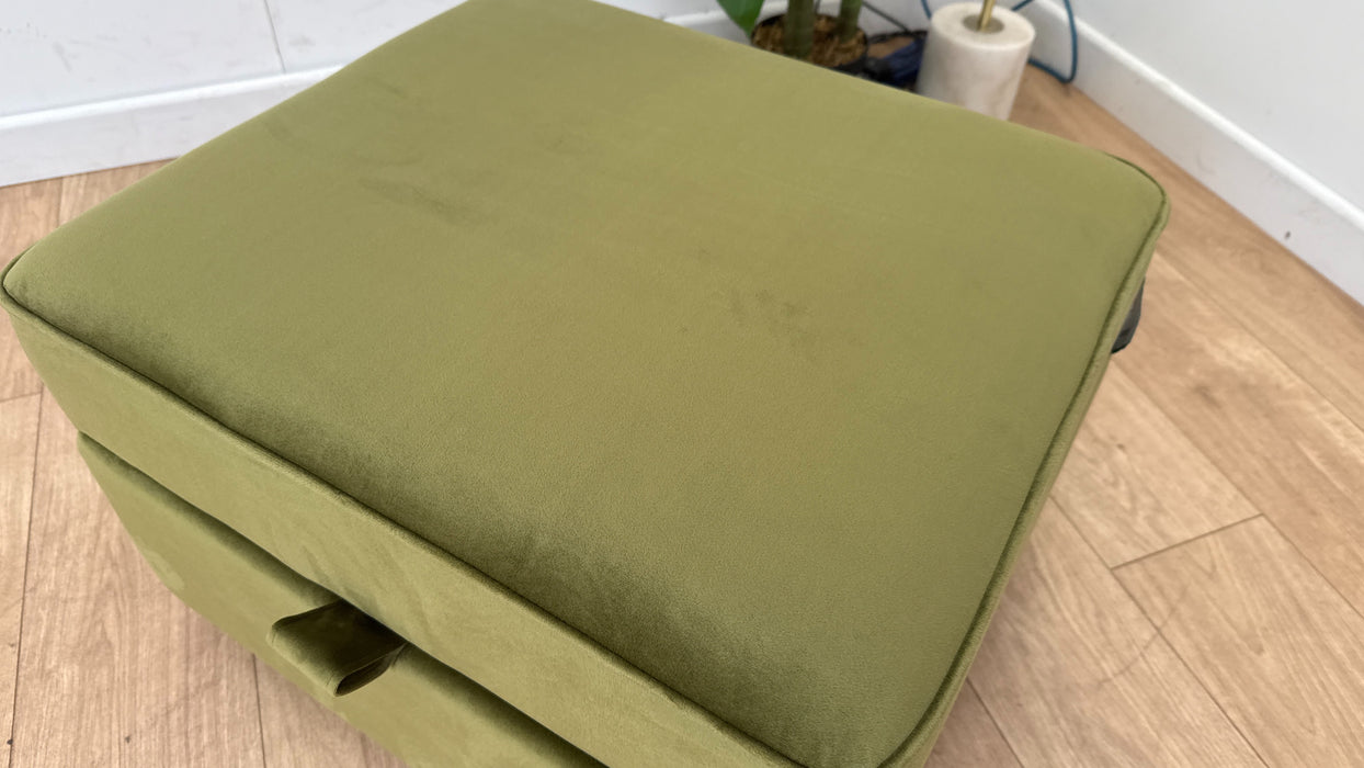 DFS The Jardim Fabric Footstool in Velvet Olive