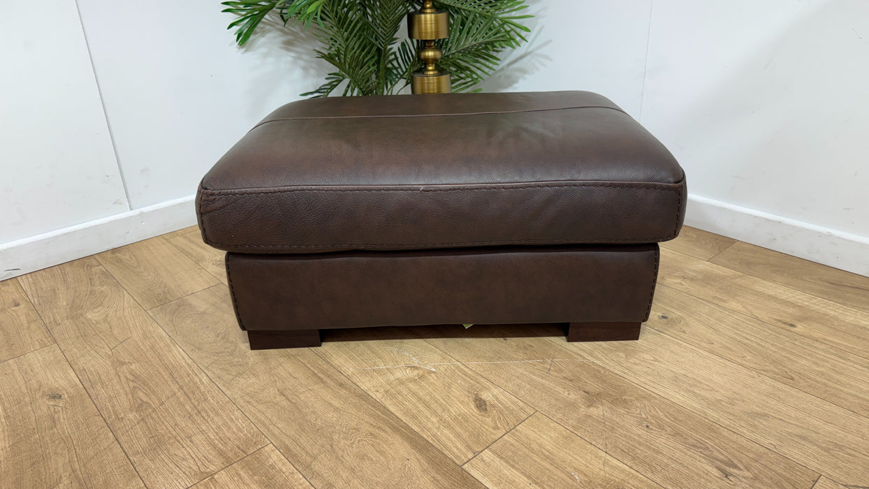 Sofology Linara Leather Footstool in Virginia Brown