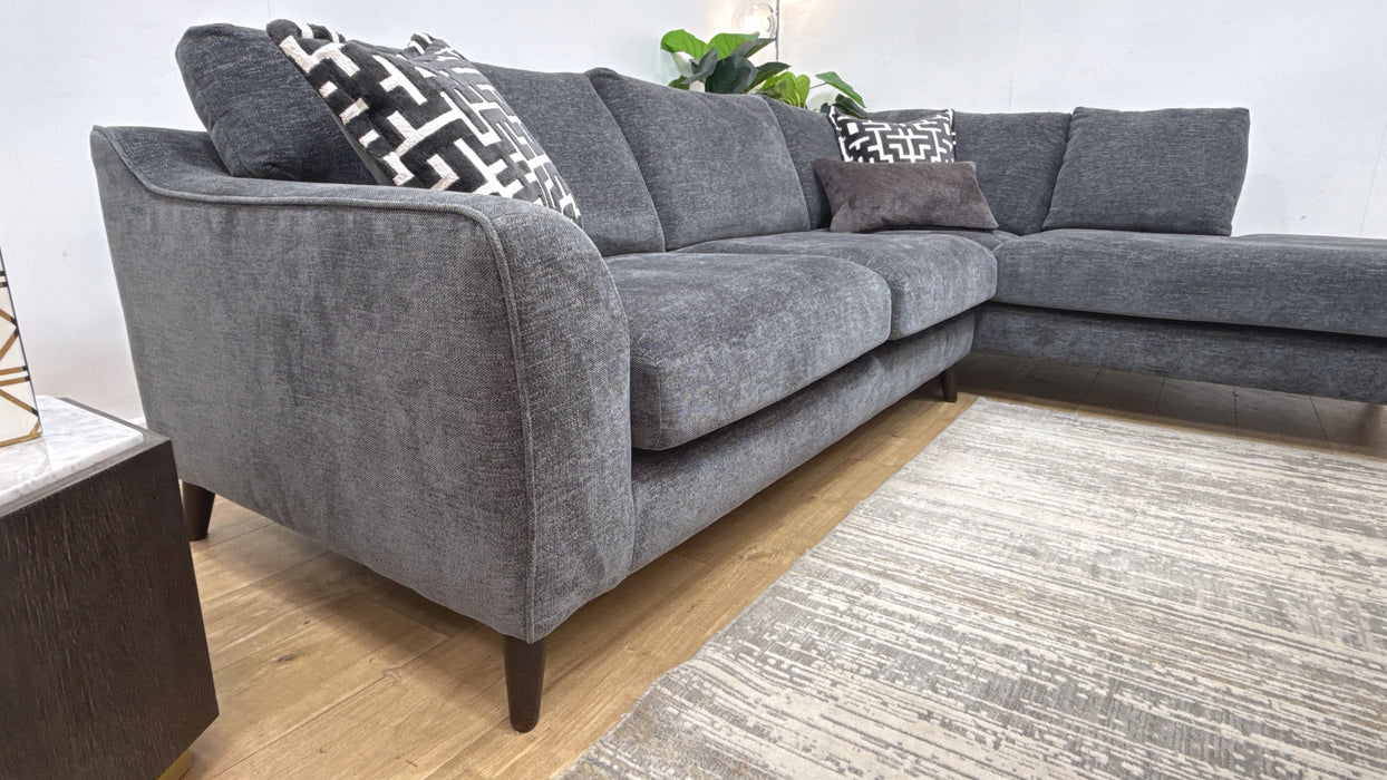Sofology Mayfair Fabric 3 Corner 1 Chaise in Linen Look Chenille Charcoal/Anthracite Mix