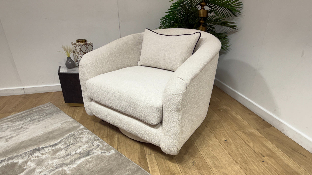 Sofology Westwood Fabric Swivel Chair in Soft Boucle Ecru Mix