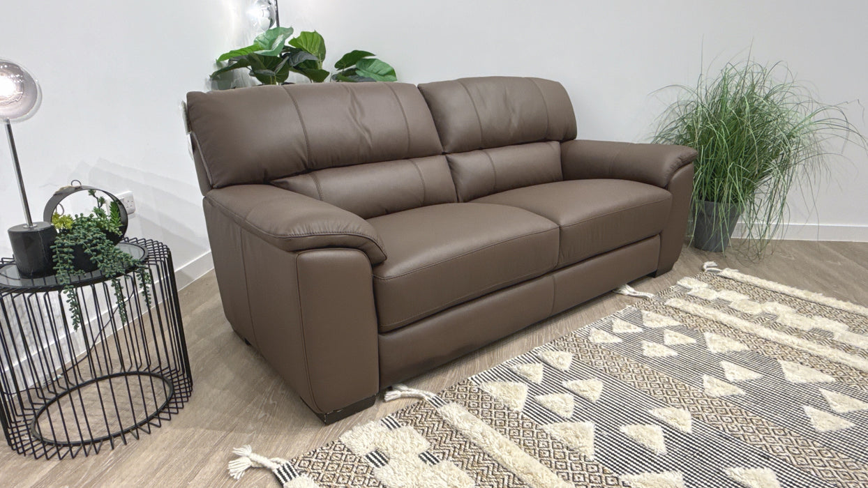Sofology Santina 3 Seater Leather Sofa in Trusty Matt Chocolate