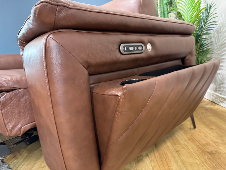 The Fratelli Leather 2.5 Seater - Trusty Embossed Chestnut - Power Headrest Power Recliner (WA2)