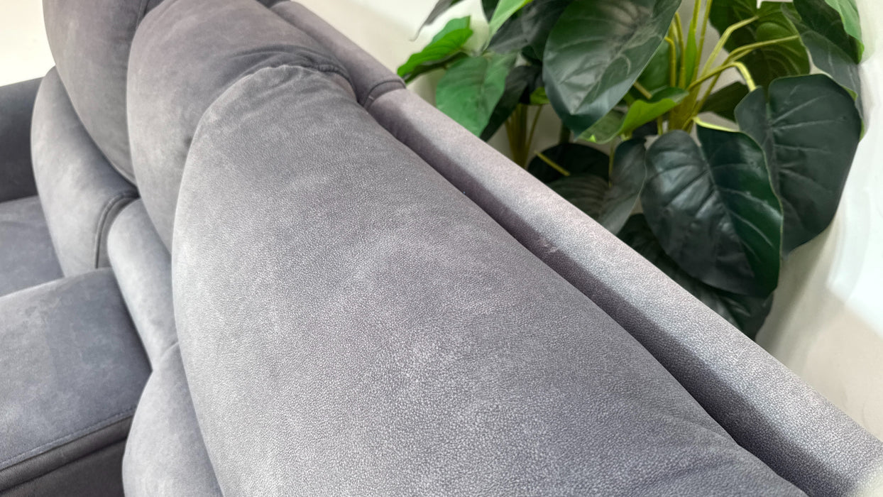 Sofology Ravello Fabric 2 Seater Console Power Recliner/Headrest Lumbar Support in Lifestyle Flecked Charcoal