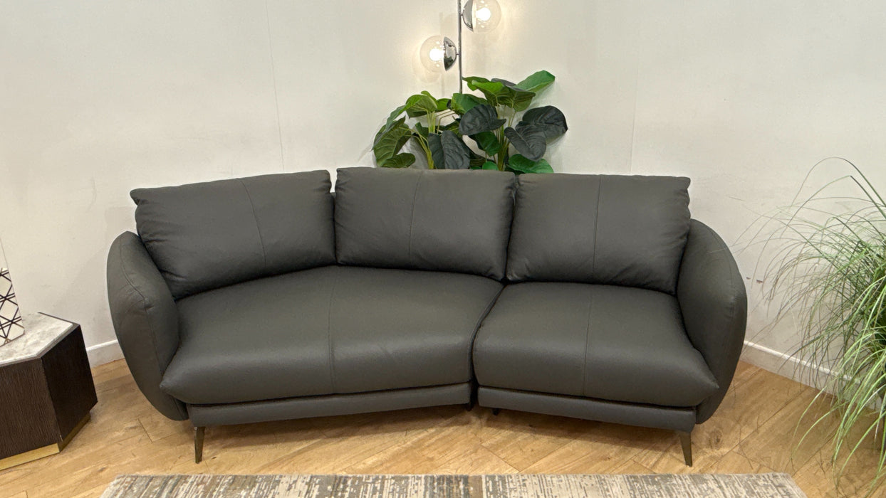 Sofology Adler Leather Asymmetric 3 Seater in Trusty Matt Charcoal