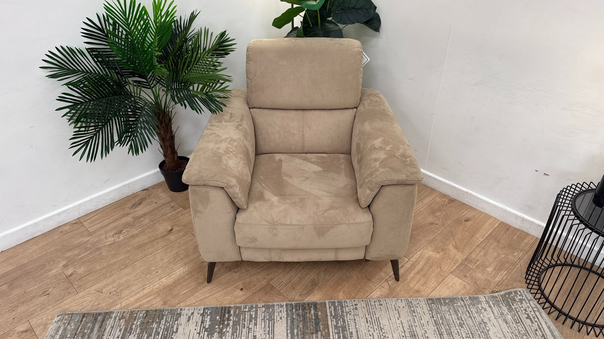 Sofology Illinois Fabric Chair Power Recliner/Headrest in Lifestyle Textured Taupe