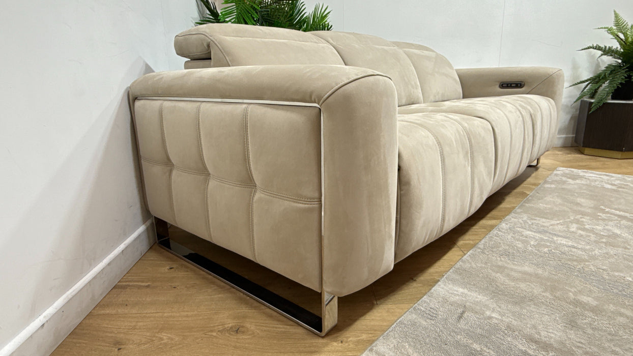 Sofology Marvella Fabric 3 Seater Power Recliner/Headrest in Lifestyle Nubuck Feel Stone