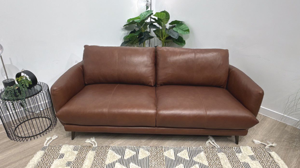 Sofology Adler Leather 3 Seater in Relaxed Soft Brown