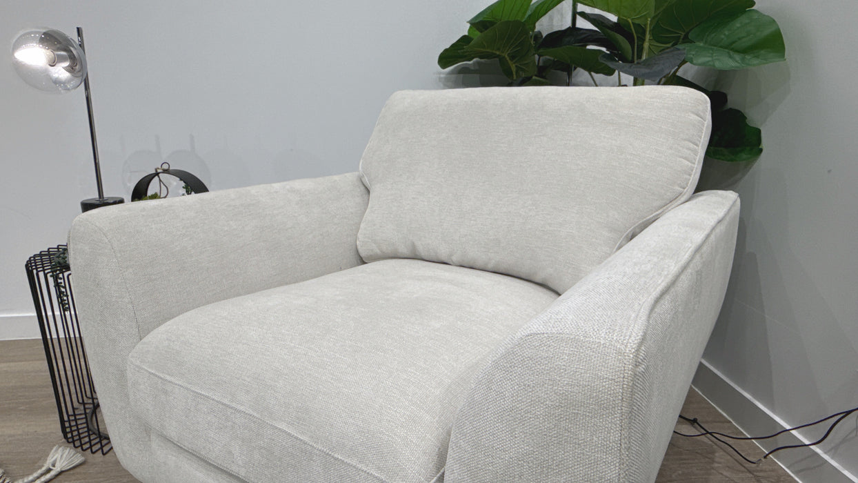 Sofology Hackney Fabric Chair Sprung Seat in Linen Look Chenille Mist Mix