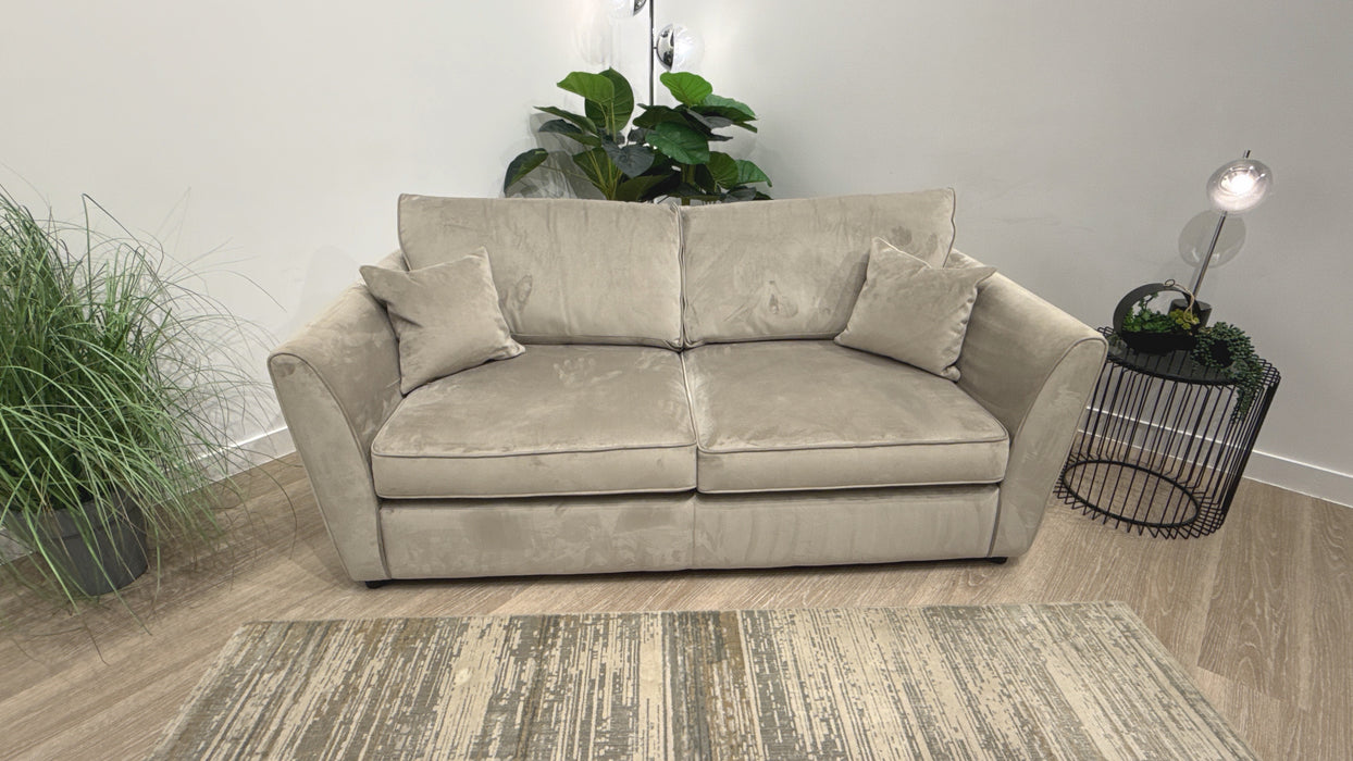 Sofology Keswick Fabric 3 Seater Sofabed Zoned Memory Foam Mattress in Deluxe Velvet Pebble