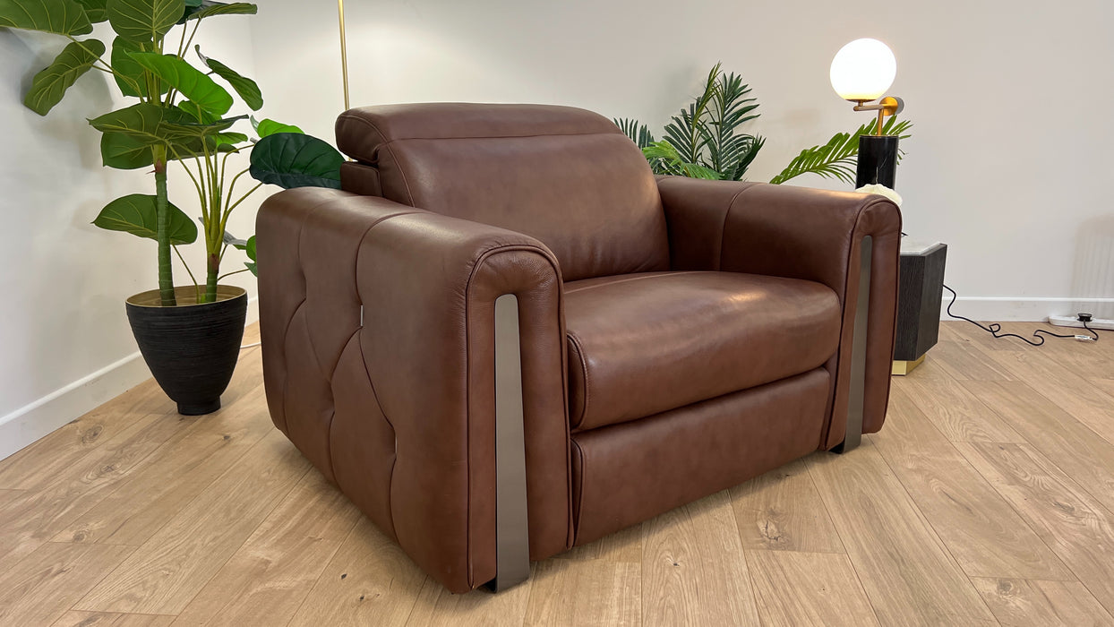 Kingsbridge 1 Seater -Trusty Embossed Leather Chestnut - Power recliner