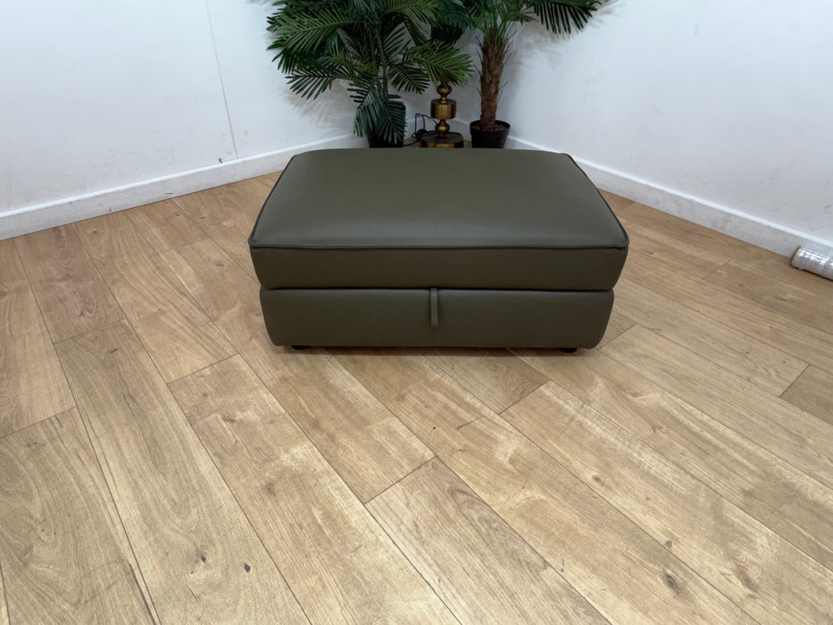 Sofology Palazzo Leather Large Storage Footstool in Trusty Matt Olive