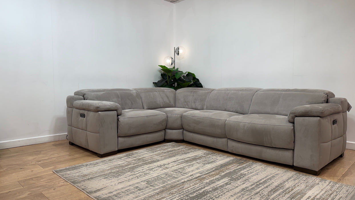 Sofology Laurence Fabric 1 Corner 3 Power Recliner/Headrest in Lifestyle Textured Grey