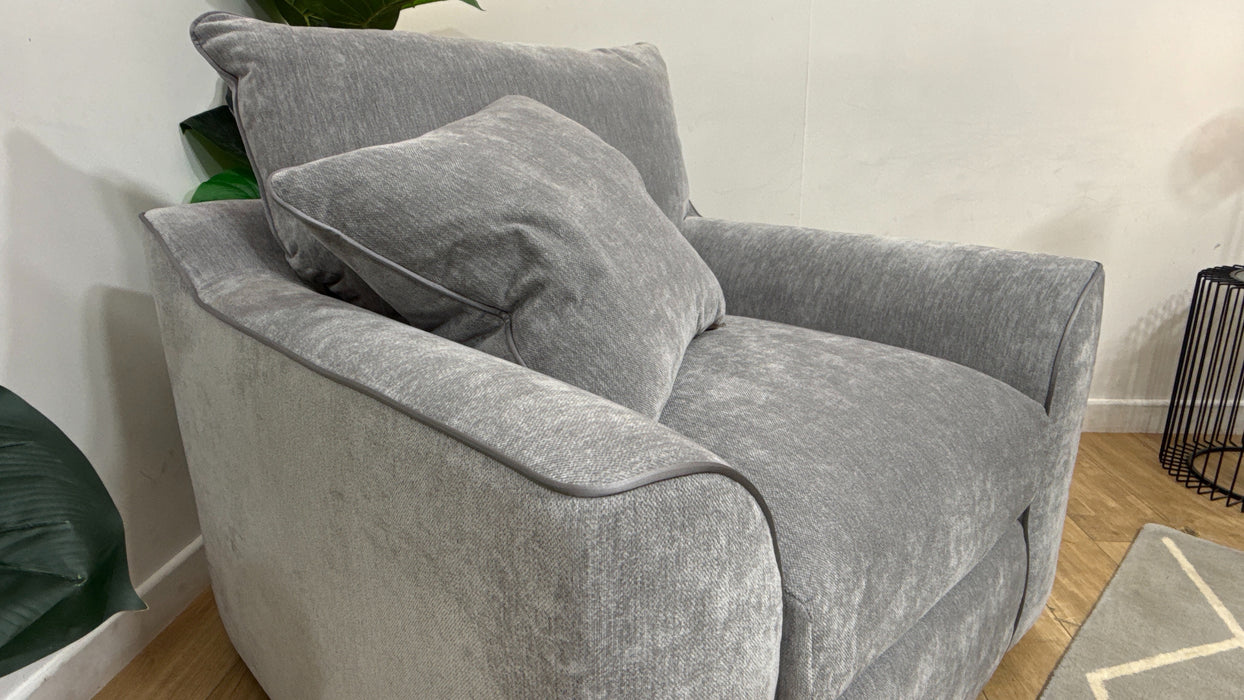 Sofology Georgio Fabric Chair Extra Flex Seat in Lifestyle Plush Chenille Silver Mix