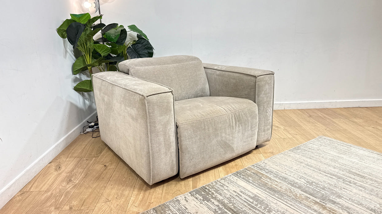 Sofology Horizon Fabric Loveseat Power Recliner/Headrest in Textured Chenille Mocha