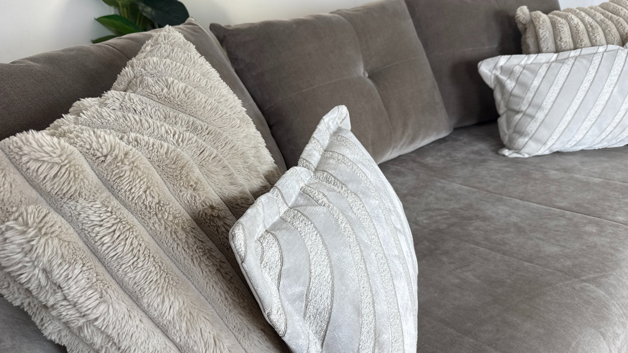 Sofology The Oscar 4 Seater Fabric Sofa in Fine Textured Chenille Stone Mix