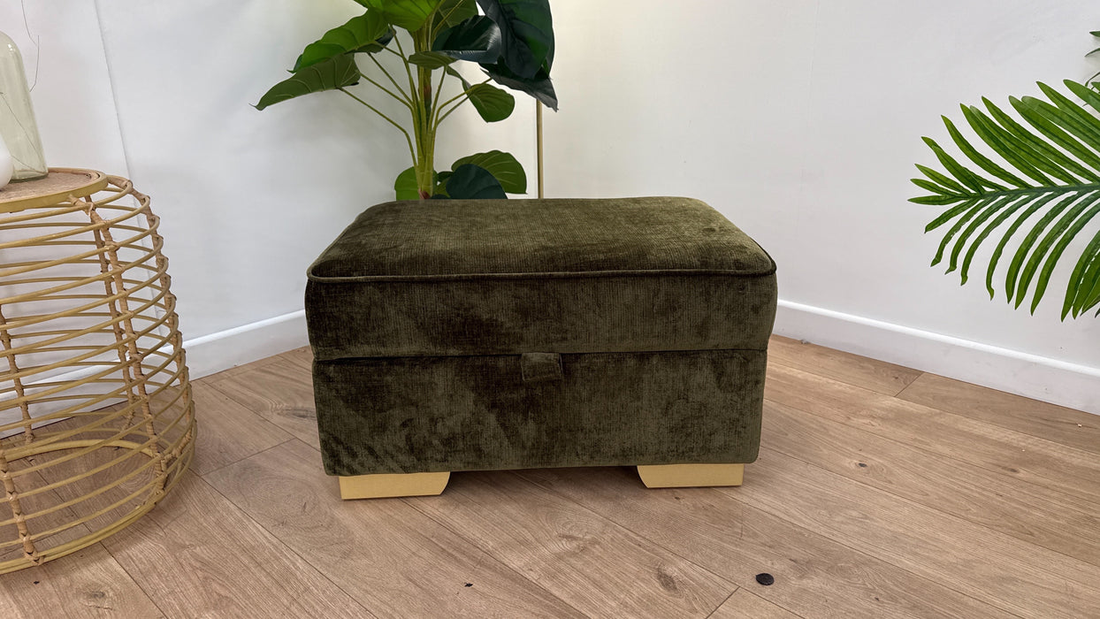 Sofology Wildwood Fabric Footstool in Soft Sherpa Olive