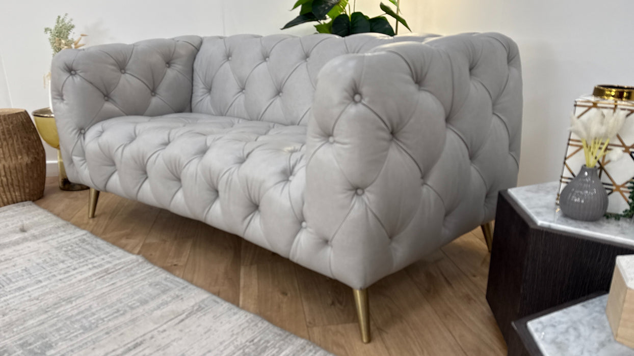 Sofology The Alchemist 2 Seater Leather Sofa in Tote Silver