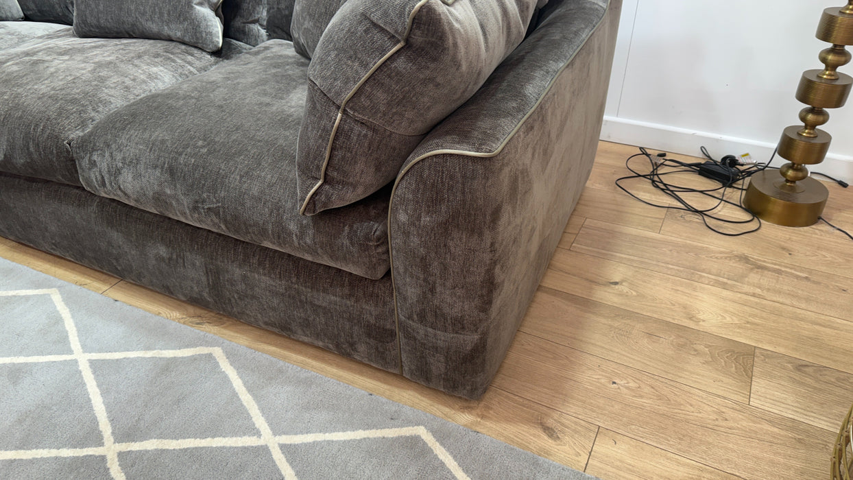Sofology Georgio Fabric 1 Corner 3 Feather Flex Seats in Luxury Deep Pile Chenille Mole Mix