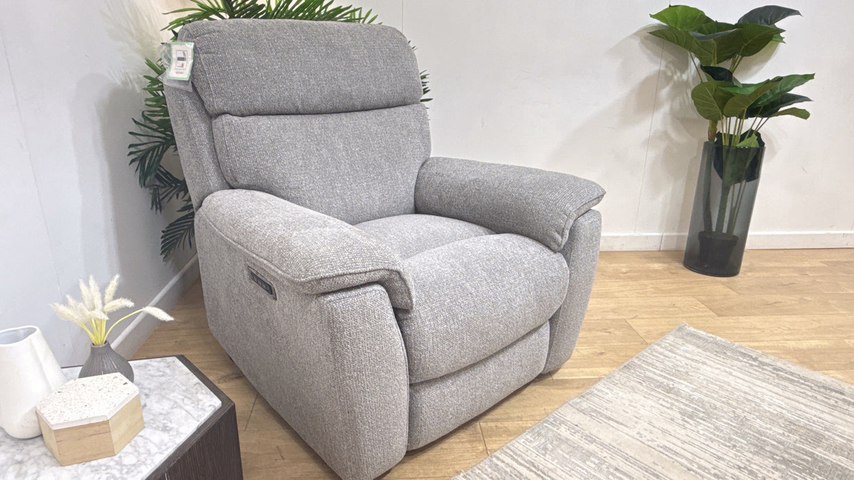 DFS Newsome Power Recliner Fabric chair in Steel