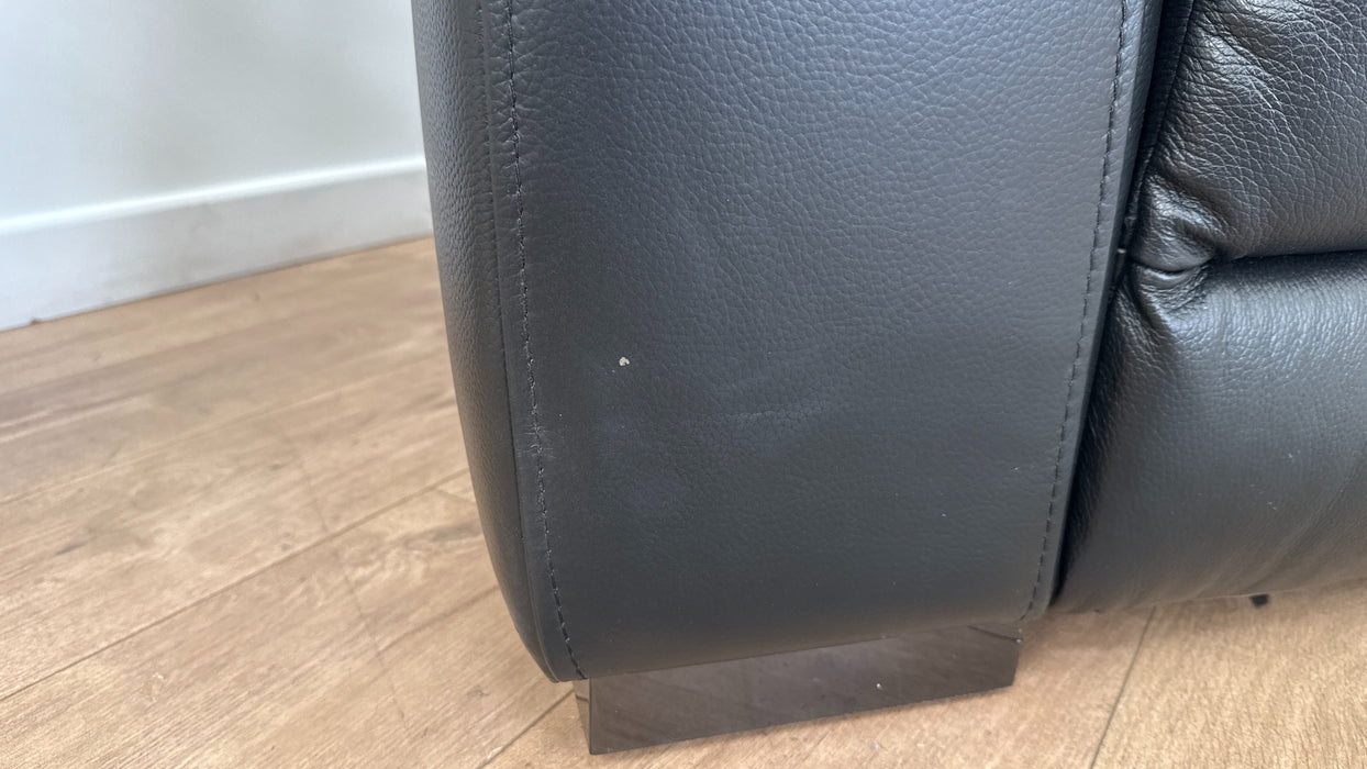 Sofology Carrera 2.5 Seater Leather Reclining Sofa in Trusty Embossed Jet Black