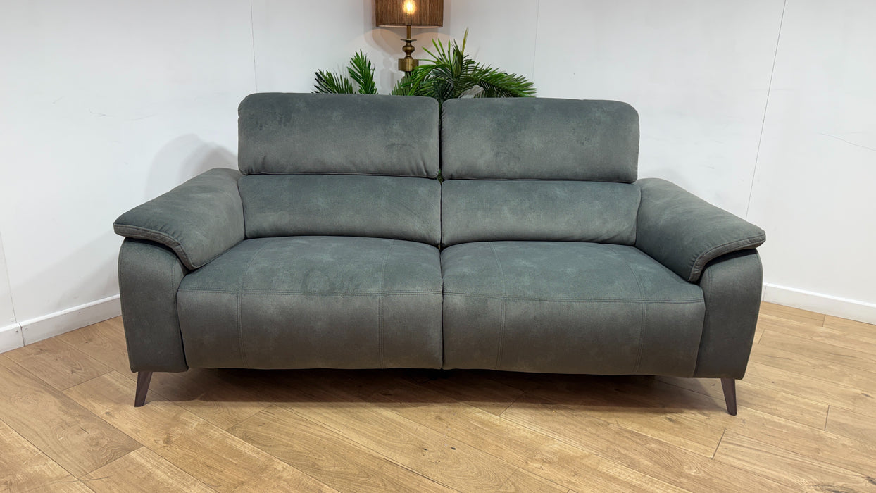 Sofology Bailey Fabric 2.5 Seater Power Recliner/Headrest in Lifestyle Flecked Mineral Green