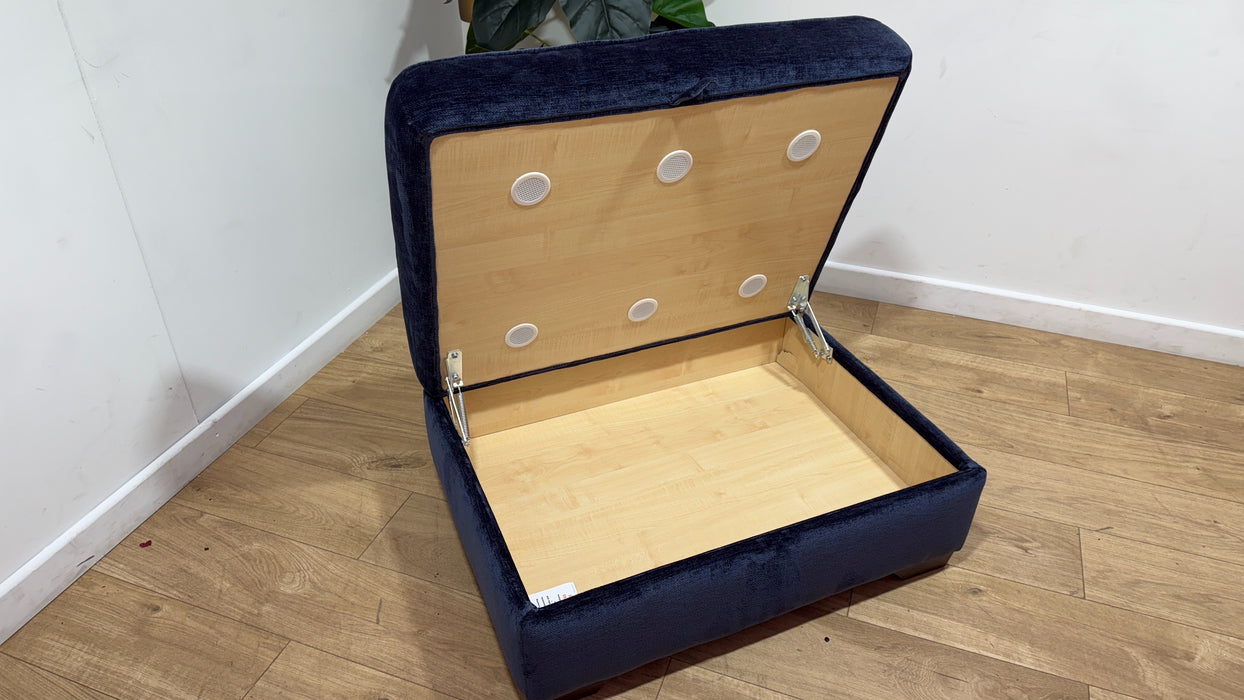 Sofology Newbury Fabric Storage Footstool in Luxury Deep Pile Chenille Denim