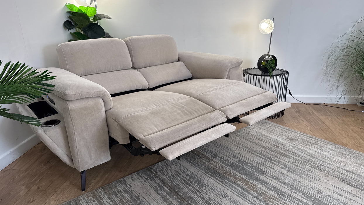 Sofology The Fratelli Fabric 2 Seater Power Recliner/Headrest in Relaxed Chenille Cotton