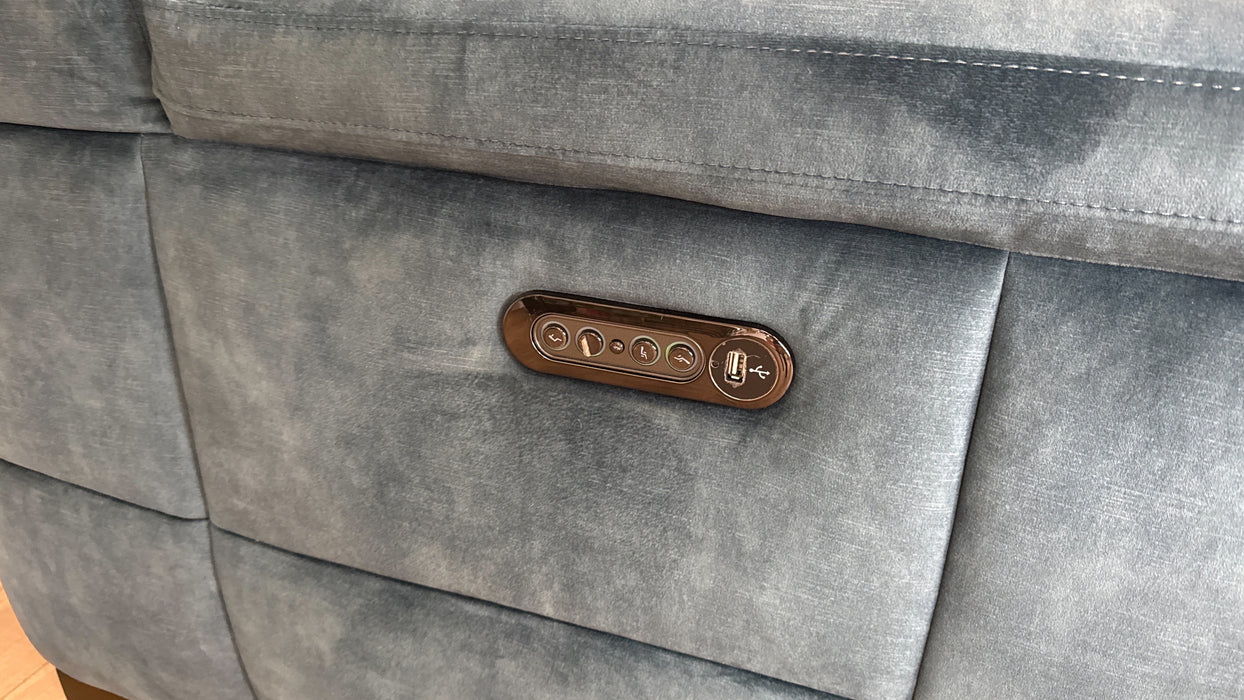 Sofology Laurence Fabric 1 Corner 3 Power Recliner/Headrest in Washed Velvet Teal