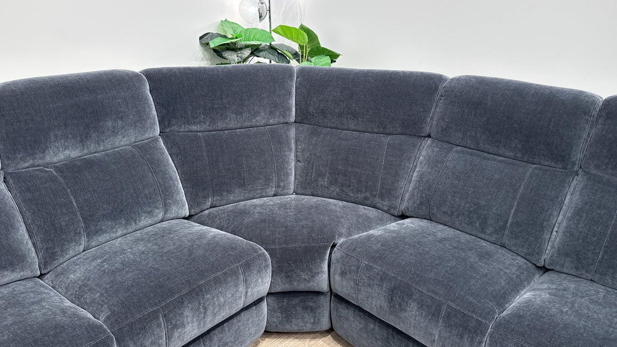 Sofology Bradie Fabric 3 Corner 3 Power Recliner/Headrest Lumbar Support in Relaxed Chenille Ink