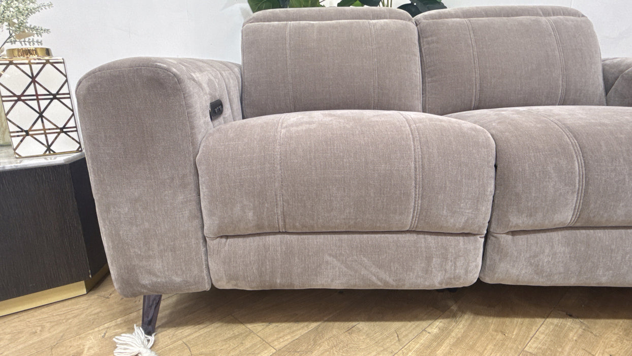 Sofology Allure Fabric 2 Seater Power Recliner/Headrest in Relaxed Chenille Nutmeg