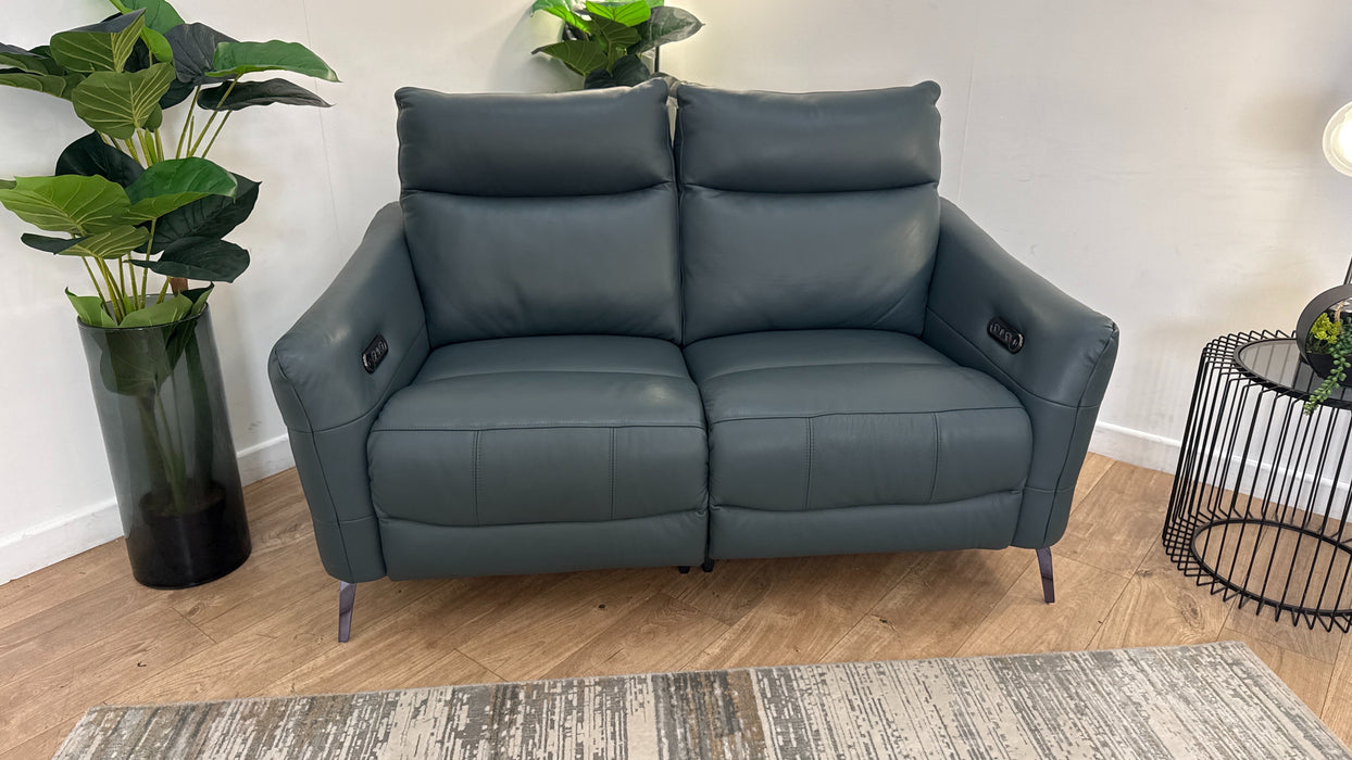 Sofology The Renato 2 Seater Recliner Sofa in Trusty Embossed Leather Peacock
