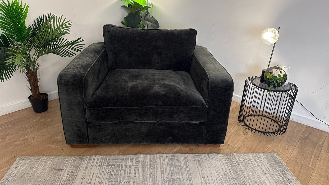 Sofology Cavalli Fabric Loveseat in Deluxe Chenille Slate Mix