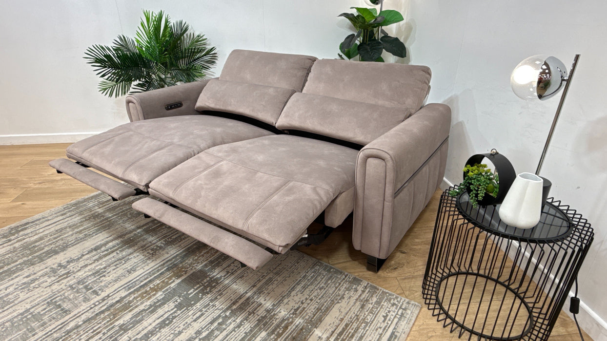 Sofology Ravello Fabric 2.5 Seater Power Recliner/Headrest in Lifestyle Flecked Nutmeg