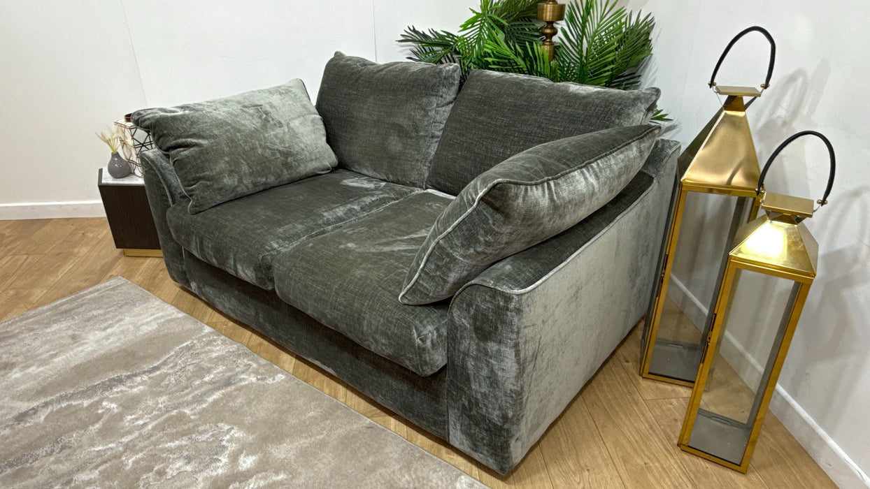 Sofology Georgio Fabric 2 Seater Feather Flex Seats in Luxe Chenille Alpine Green